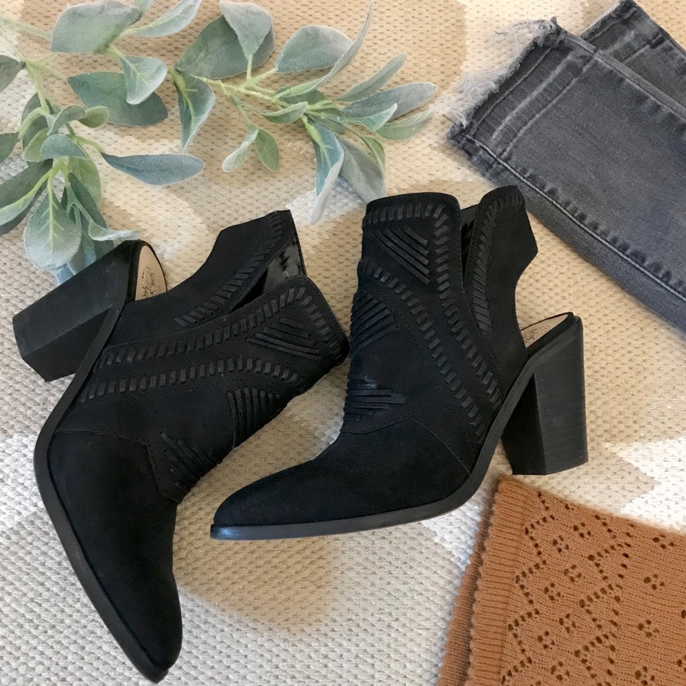 Vince Camuto Black leather western cut out booties - Picture 1 of 7